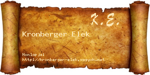 Kronberger Elek névjegykártya